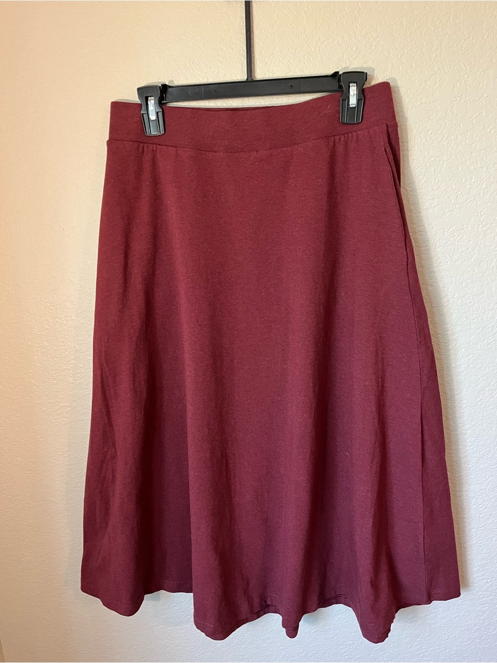 PACT Fit & Flare Midi Skirt M Winter Bloom Organic Cotton Burgundy Pockets